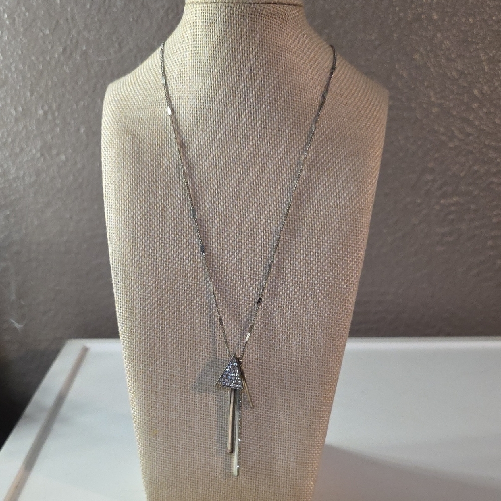 Silver-toned Charm Necklace with Geometric Pendants